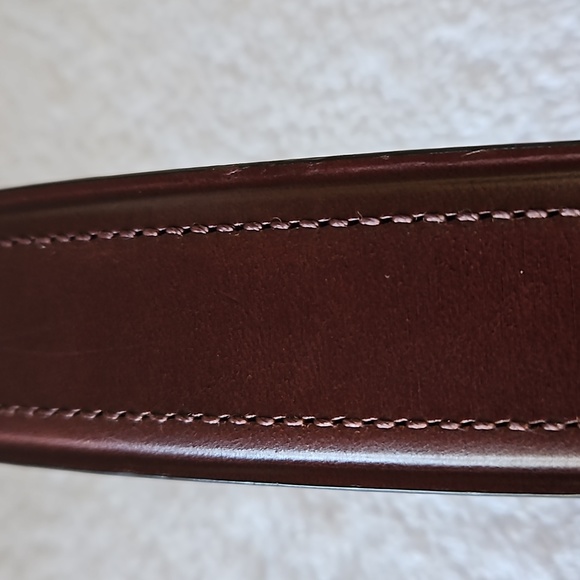 Daniel Cremieux | Men's Leather Brass Sliver Tone Hardware Belt 38 - Picture 12 of 13